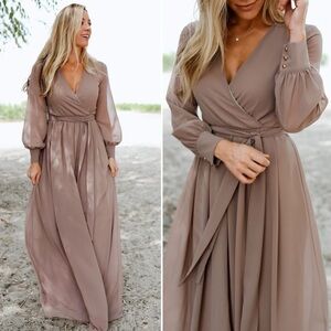 Baltic Born Lydia Maxi Dress Stone Taupe Wrap XXL Romantic